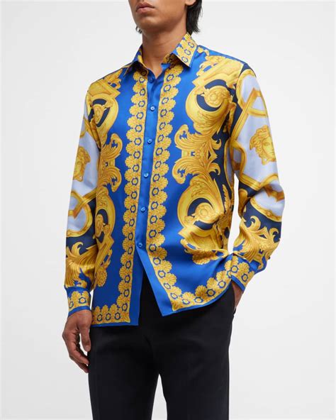 versace mens silk shirt on sale|authentic versace shirt.